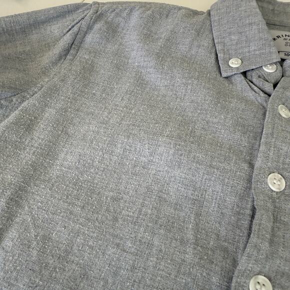 Kirrin Finch Androgynous Button Down Shirt Elbow Patch Gray Womens - 10 - Picture 8 of 10